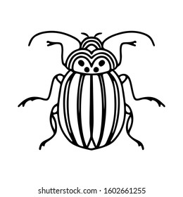 Colorado beetle vector illustration silhouette of a beetle, an insect, a summer beetle. Coloring pages.