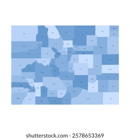 Colorado, CO - detailed political map of US state. Administrative map divided into counties. Blue map with county name labels. Vector illustration