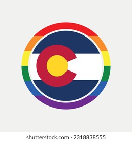 Colorado country flag circle - lgbt flag graphic element Illustration template design
