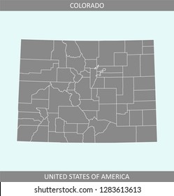 Colorado county map vector outline gray background. Counties map of Colorado state of USA in a creative design