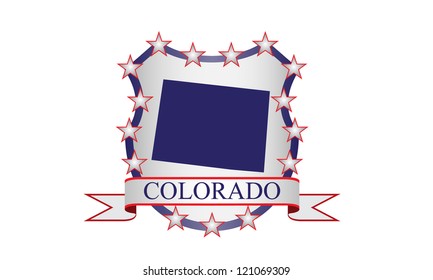 Colorado crest with state map and stars