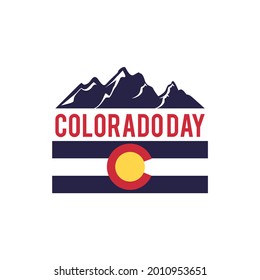 Colorado Day celebrates symbol logo design, mount Elbert sign, illustration rocky mountains the United States.