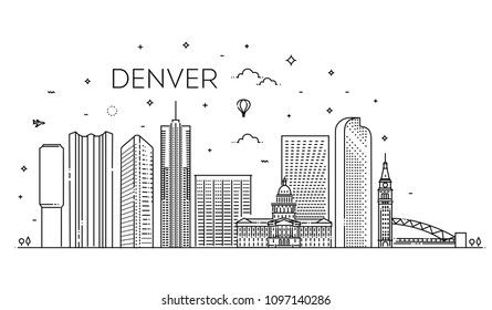 Colorado, Denver. City skyline. Architecture, buildings, landscape, panorama, landmarks, icons