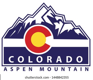 Colorado Emblem Badge With Aspen Mountain Illustration