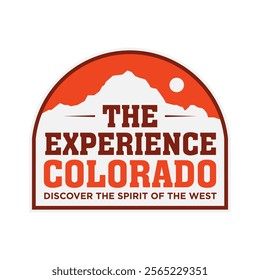 Colorado Explore Experience trip emblem badge patch logo design with mountain, Mount Peak, simple retro, vector illustration