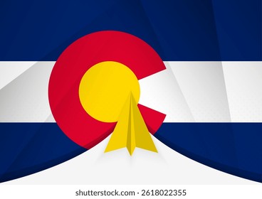 Colorado Flag with Abstract Paper Airplane Design, National Flag in a geometric folded paper style. Vector illustration.
