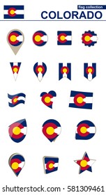 Colorado Flag Collection. Big set for design. Vector Illustration.