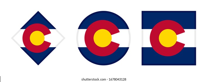 colorado flag icon set, isolated on white background