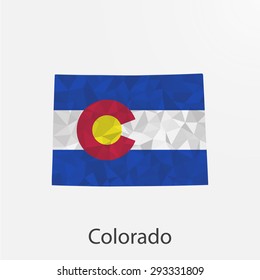 Colorado flag map in geometric,mosaic polygonal style.Abstract tessellation,background. Low poly vector illustration EPS10