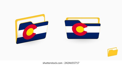 Colorado flag on two type of folder icon. Vector illustration.