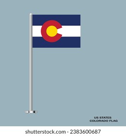 Colorado flag. Colorado table flag. Colorado US state. The USA. Vector Illustration Flag of Colorado.