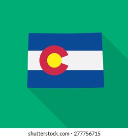 Colorado flag,map flat icon with long shadow. Vector EPS10