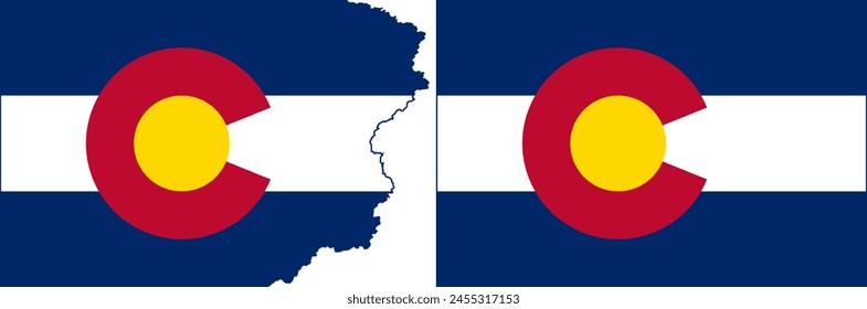 Colorado flags vector. Standard flag and with torn edges