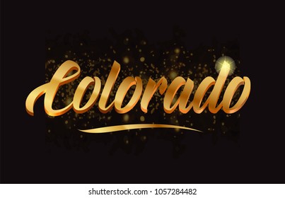 colorado gold word text with sparkle and glitter background suitable for card, brochure or typography logo design