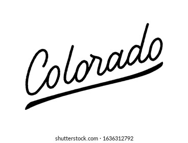 Colorado hand lettering on white background. State of the Western United States.