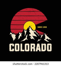 Colorado High Peak Mountain Adventure Outdoor, Vector Illustration For T-shirt, Logo, Vintage style