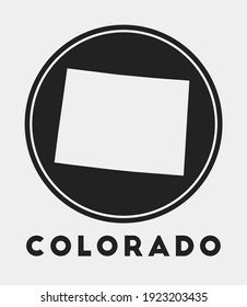 Colorado icon. Round logo with US state map and title. Stylish Colorado badge with map. Vector illustration.