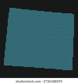 Colorado Light Blue Point Grid Map on Black for Aerospace Defense and Space Command. Colorado state dotted map. 