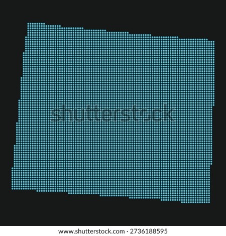 Colorado Light Blue Point Grid Map on Black for Aerospace Defense and Space Command. Colorado state dotted map. 