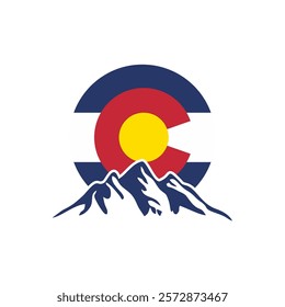 colorado logo with mountain vector illustration