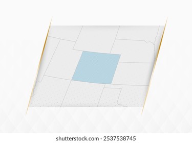 Mapa do Colorado em Azul com sotaques dourados emoldurados. Mapa Vetorial Moderno do Colorado. Ilustração de vetor.