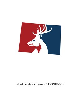 colorado map and deer icon, vector art.