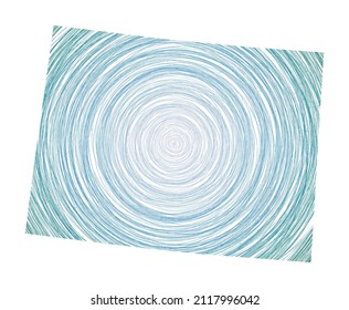 Colorado map filled with concentric circles. Sketch style circles in shape of the US state. Vector Illustration.