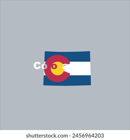 Colorado map and flag color design on gray background