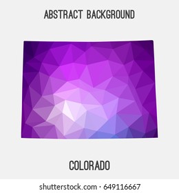 Colorado map in geometric polygonal,mosaic style in violet shades.Abstract tessellation,modern design background,low poly. Vector illustration.