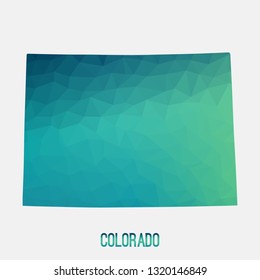 Colorado map in geometric polygonal,mosaic style.Abstract tessellation,modern design background,low poly. Geometric cover, mockup. Vector illustration.