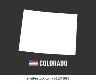 Colorado map isolated on black background silhouette. Colorado USA state. American flag. Vector illustration.