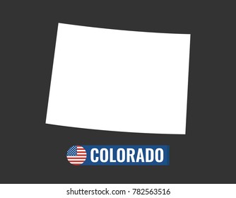 Colorado map isolated on black background silhouette. Colorado USA state. American flag. Vector illustration.