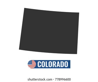 Colorado map isolated on white background silhouette. Colorado USA state. American flag. Vector illustration.