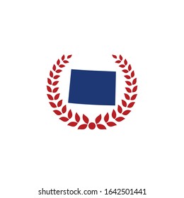 Colorado Map And Laurel Wreath Logo Design Template