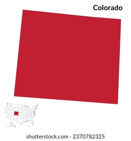 Mapa de Colorado. Mapa de Colorado en rojo. mapa de EE.UU.