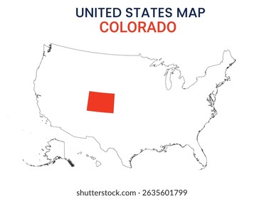 Colorado map of USA state. Colorado map vector illustration. Colorado vector map on white background.