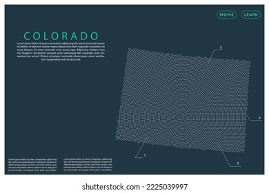 Colorado Map - USA, United States of America Map vector template with Grey dots, grid, grunge, halftone style isolated on green background for infographic, design - Vector illustration eps 10