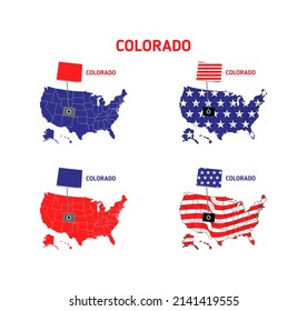 Colorado map usamap usa map with usa flag design illustration vector eps format , suitable for your design needs, logo, illustration, animation, etc.