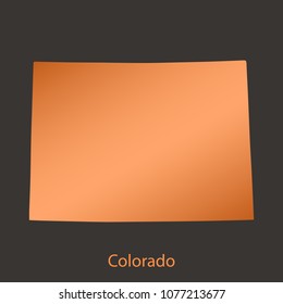 Colorado map,border with chrome,orange,copper metal shine gradient. Vector illustration