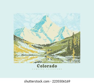 colorado mountain camping adventure vector design