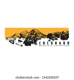 colorado mountain illustration with slogan in vector graphics for t shirt design