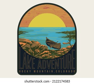 colorado mountain lake adventure camping vector design artwork