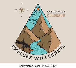 colorado mountain lake adventure vector artwork 