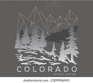 Colorado mountain painting t shirt vector design. Hill line drawing artwork for apparel, sticker, batch, background, poster and others.