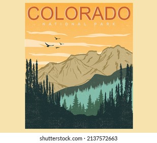 Colorado mountain print design for t shirt and others. Outdoor at the wild vector artwork design.