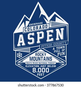 Colorado mountain sport typography, t-shirt graphics, vectors