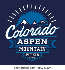 Colorado mountain typography, t-shirt graphics, vectors