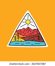 Montañas de Colorado diseño colorido durante el día para diseño de insignias, emblema, camisetas de arte, diseño de té