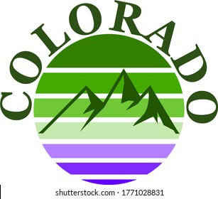 Colorado Mountains and sunset label