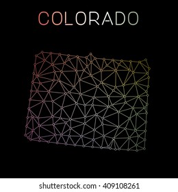 Colorado network map. Abstract polygonal US state map design. Network connections vector illustration.